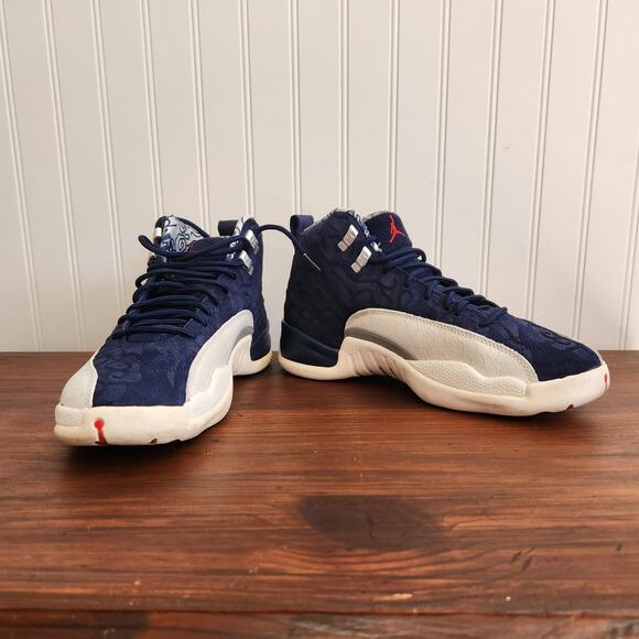 Jordan 12 Men's Size 8M International Blue/White Pre-owned Good Clean - Picture 8 of 12